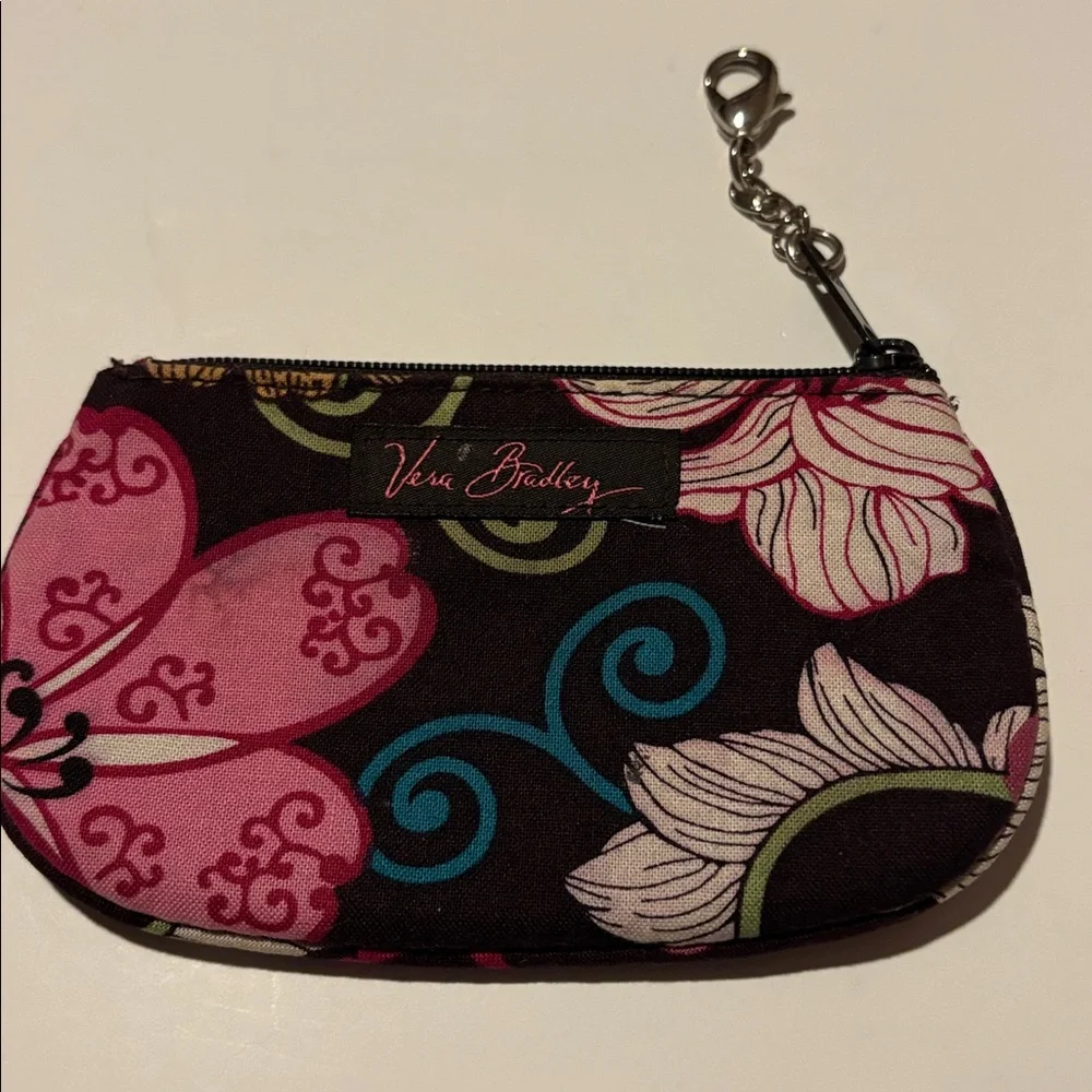 Vera Bradley Multicolor Floral Coin Purse brown pink - Picture 2 of 6